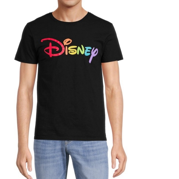 NEW Disney Rainbow Spellout Logo Child's Unisex Black Short Sleeve T-Shirt 6-7 - Picture 3 of 7